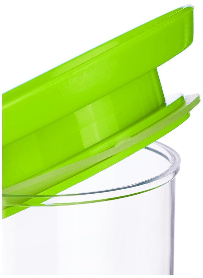 Floraware Plastic Air Tight BPA Free Stackable Round Push Multipurpose Containers For Kitchen Organizer 500ml for Rice Dal Flour Snacks Cereals Pack of 6 (Green) - Image 4